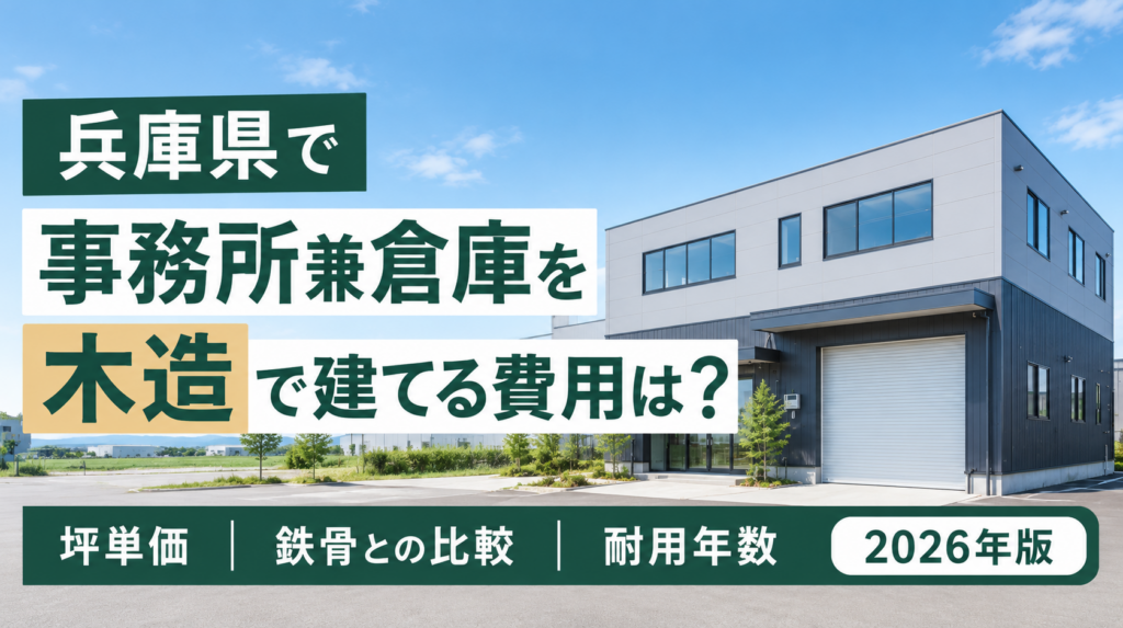 兵庫県で事務所兼倉庫を木造で建てる費用は？坪単価・鉄骨との比較・耐用年数【2026年版】